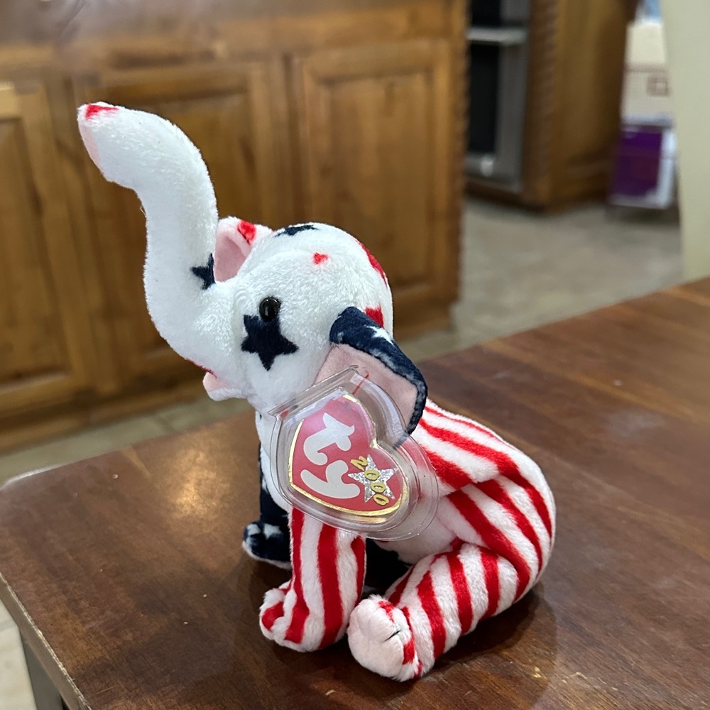 Ty Patriotic Elephant Plush with Red, White, and Blue